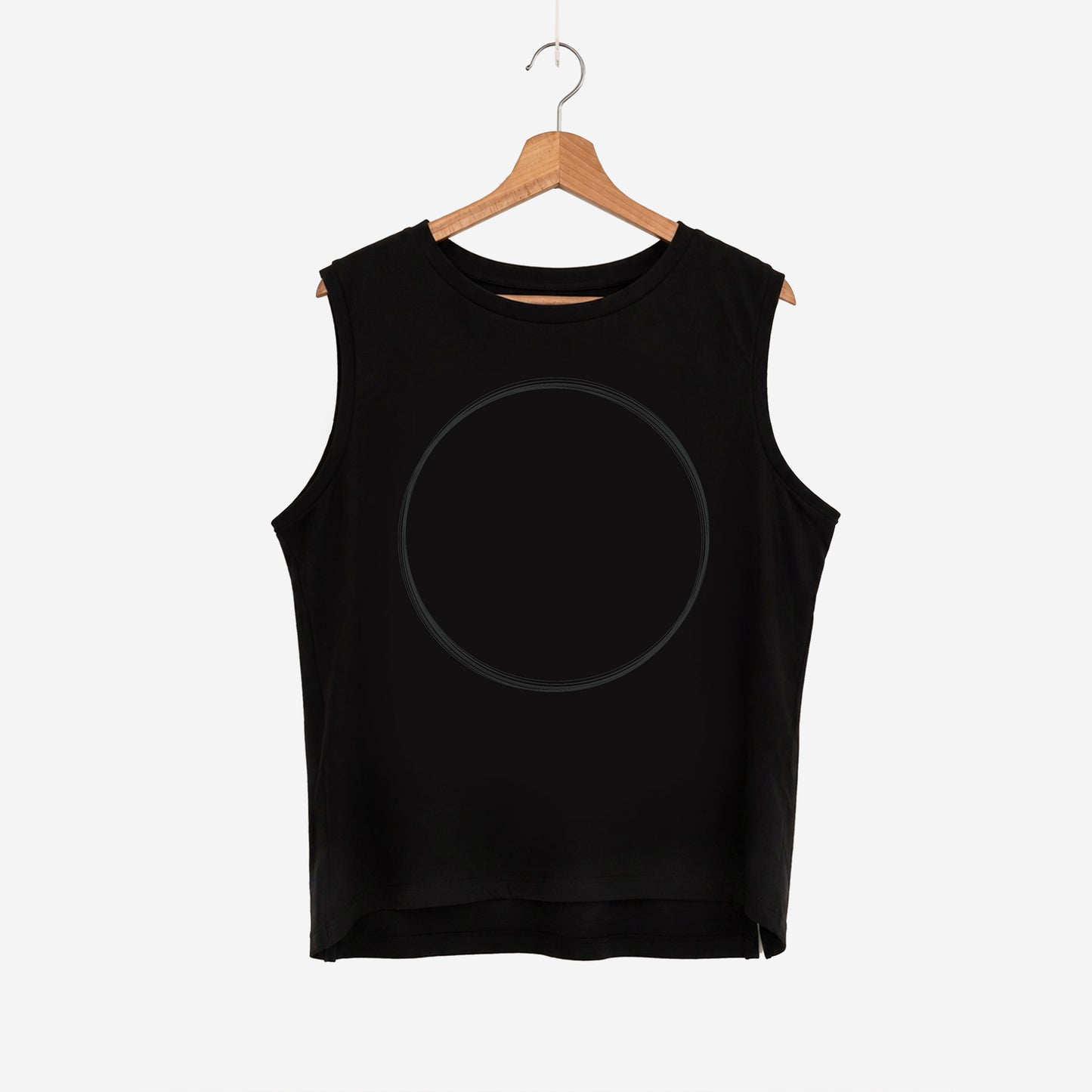 Majica bez rukava "Krug sivi", crna
