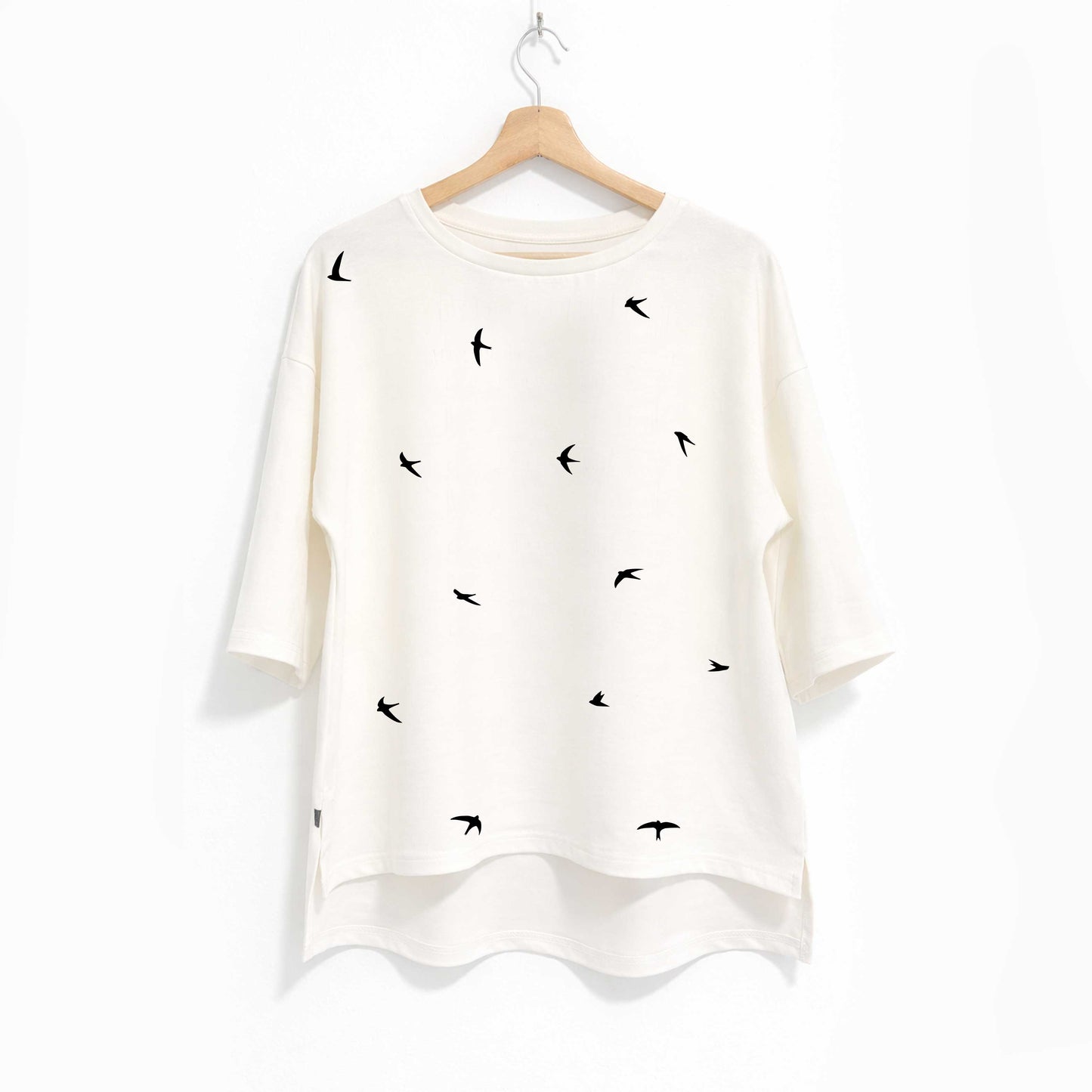 Oversized majica "Ptice", bela