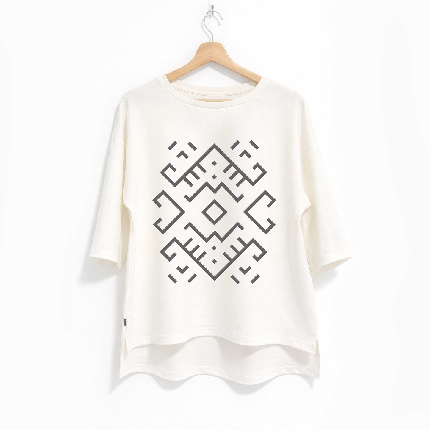Oversized majica "Etno", bela