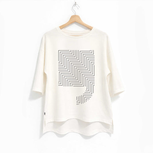 Oversized majica "Cika cak zarrez", bela